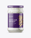 Clear Glass Jar with Garlic Sauce Mockup