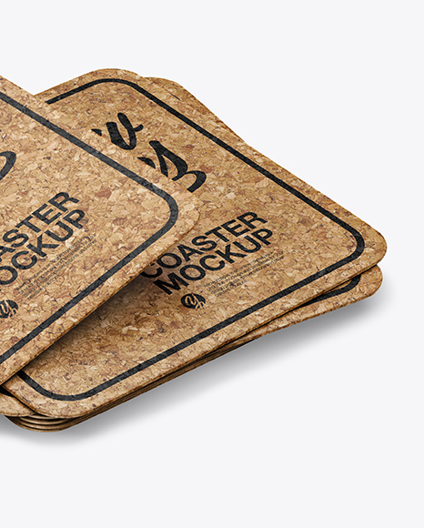 Stack of Cork Beverage Coasters Mockup