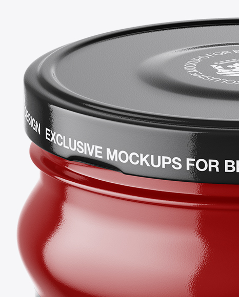 Glossy Sauce Jar Mockup (High-Angle Shot)