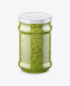 Clear Glass Jar with Pesto Sauce Mockup (High-Angle Shot)