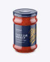 Clear Glass Jar with Meat Sauce Mockup (High-Angle Shot)