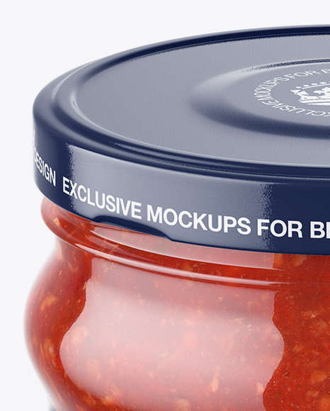 Clear Glass Jar with Meat Sauce Mockup (High-Angle Shot)