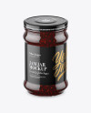 Clear Glass Jar with Raspberry Jam Mockup (High-Angle Shot)