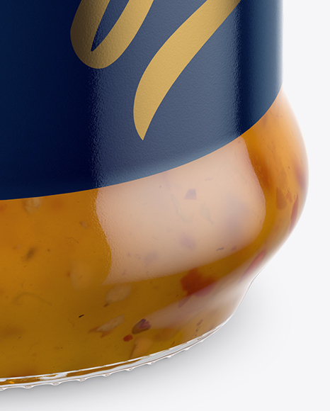 Clear Glass Jar with Sweet & Sour Sauce Mockup (High-Angle Shot)