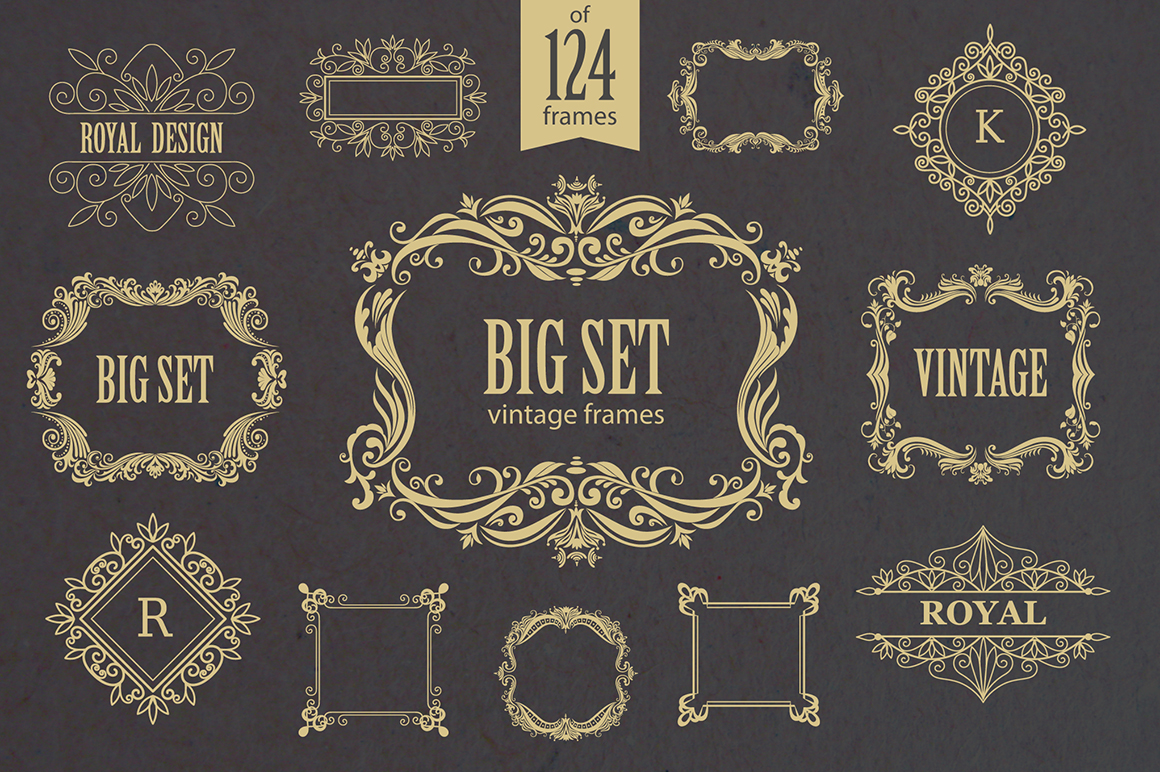 Set of vintage frames and monograms. Set of vintage frames and monograms.