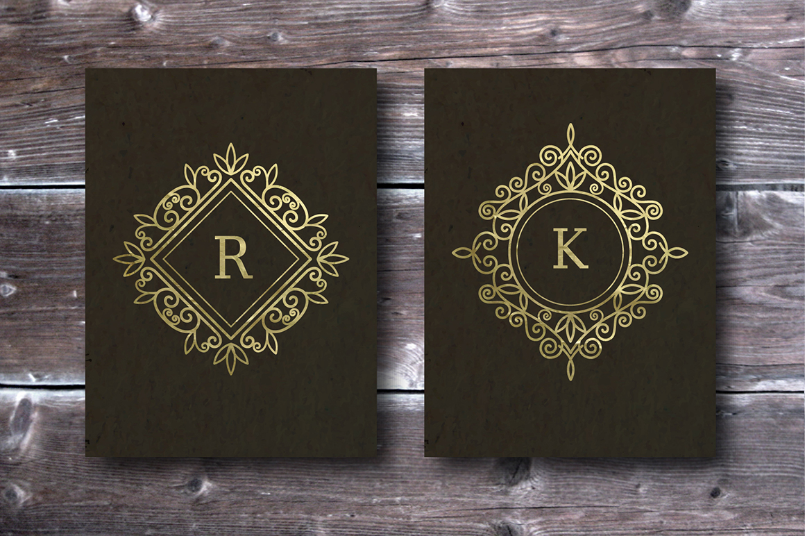 Set of vintage frames and monograms. Set of vintage frames and monograms.