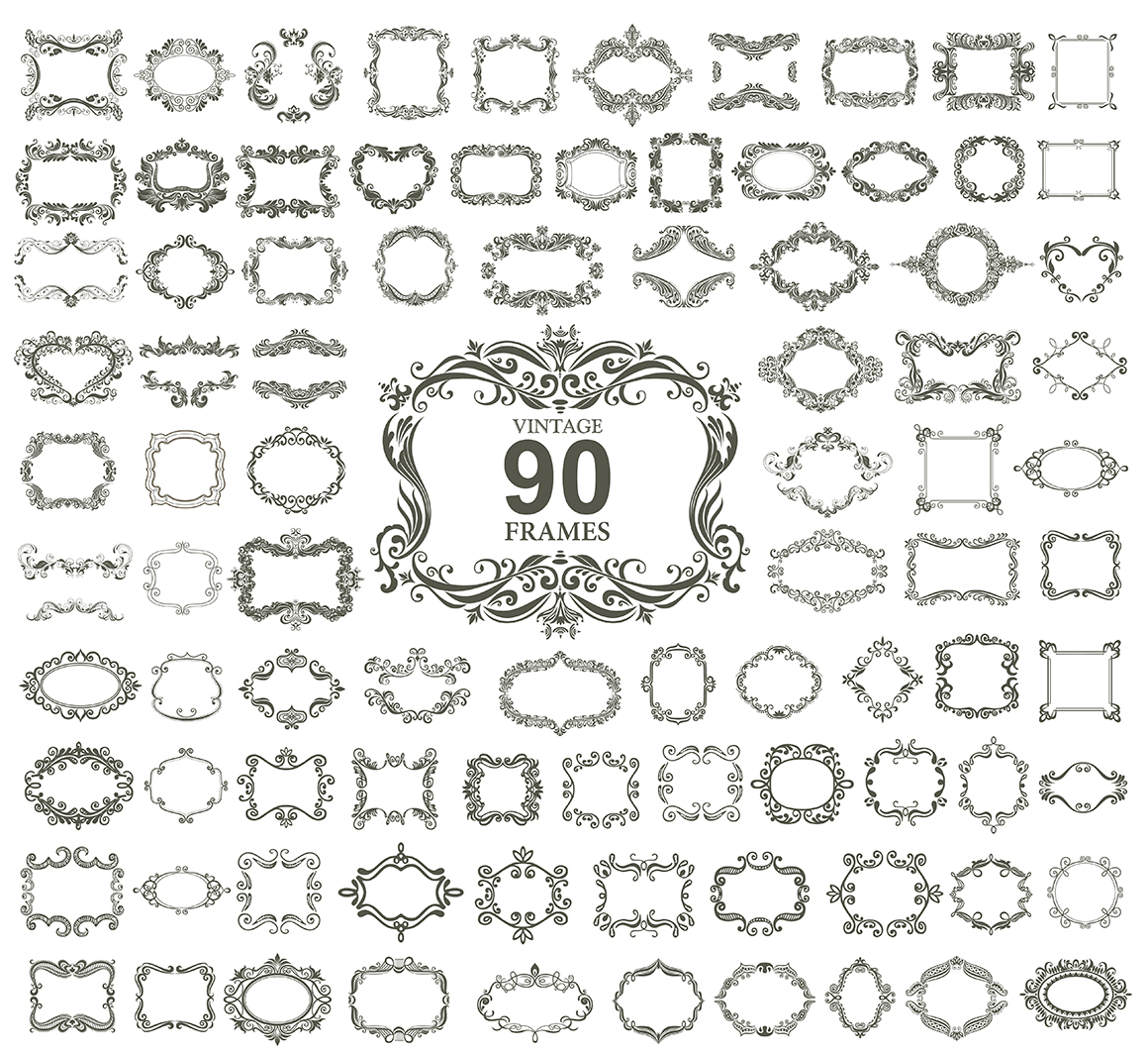 Set of vintage frames and monograms. Set of vintage frames and monograms.