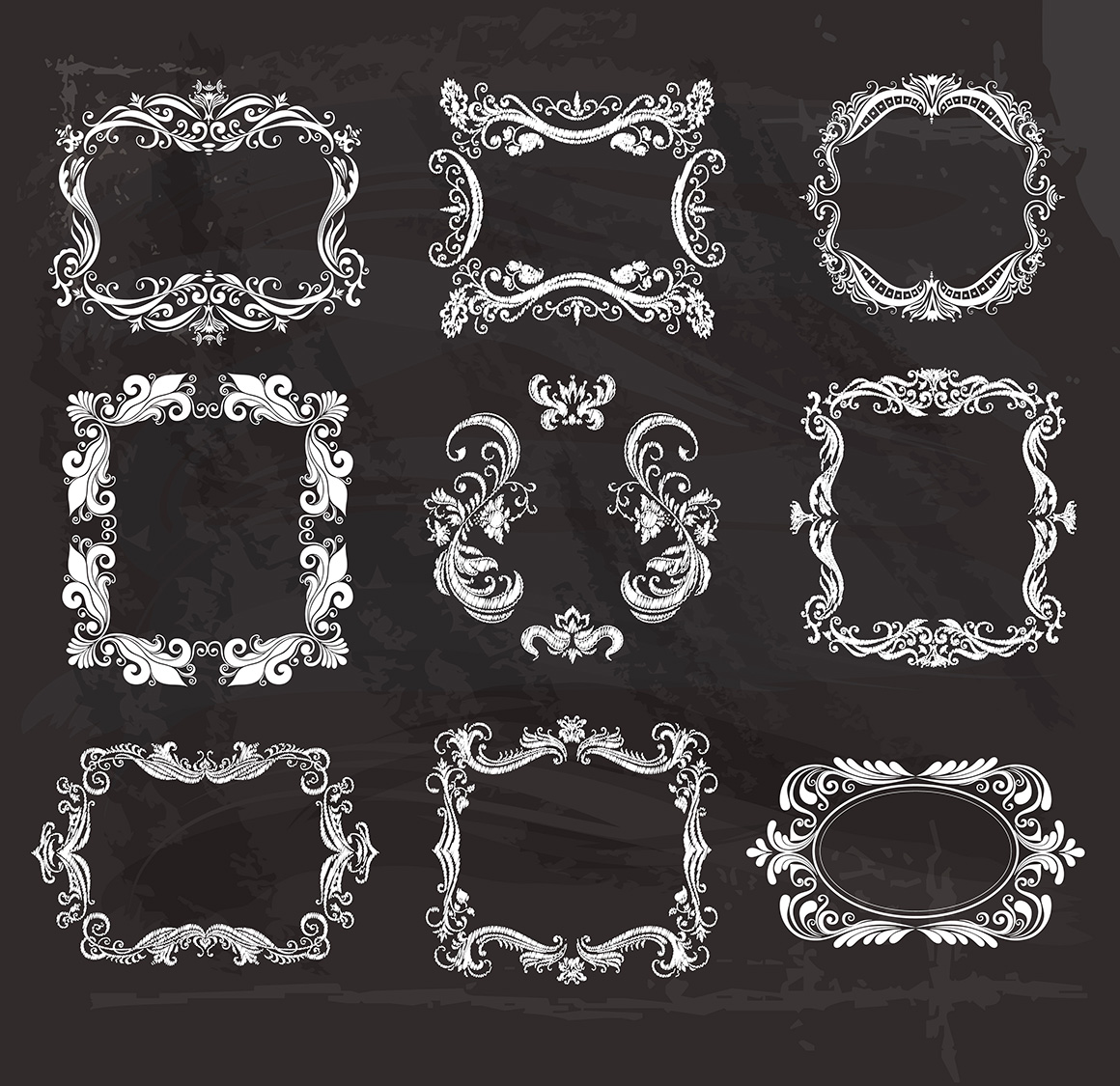 Set of vintage frames and monograms. Set of vintage frames and monograms.