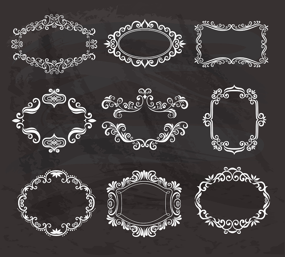 Set of vintage frames and monograms. Set of vintage frames and monograms.