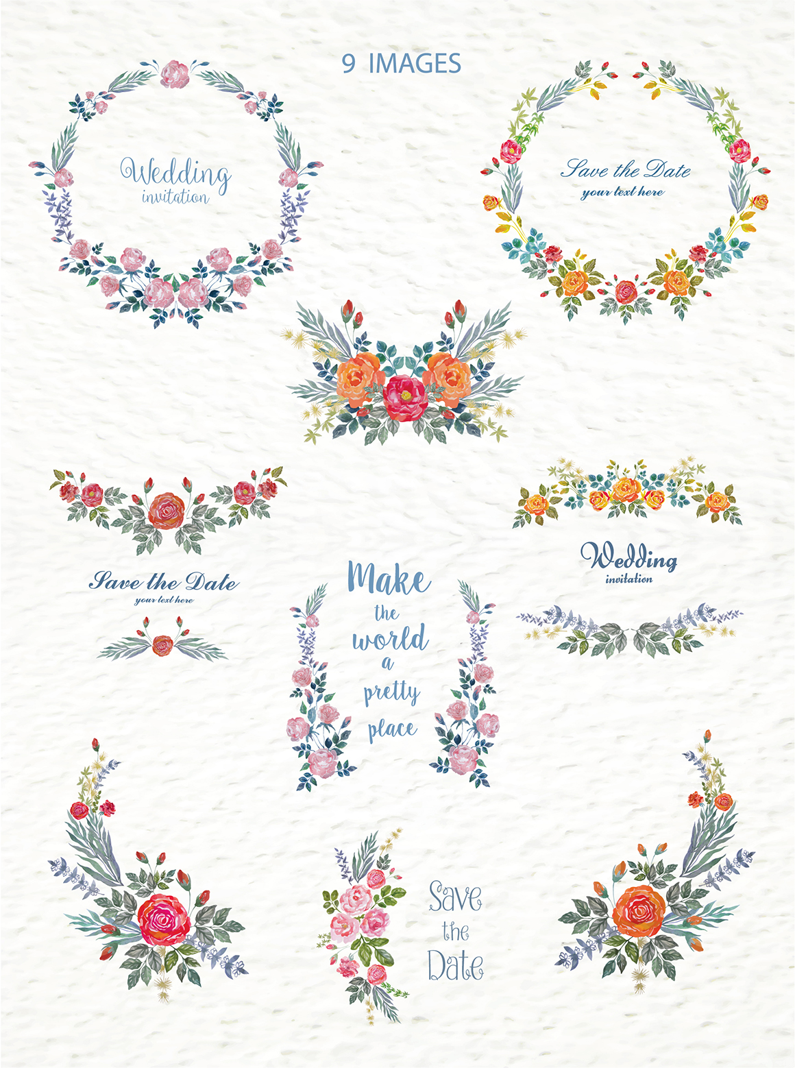 Watercolor floral design elements