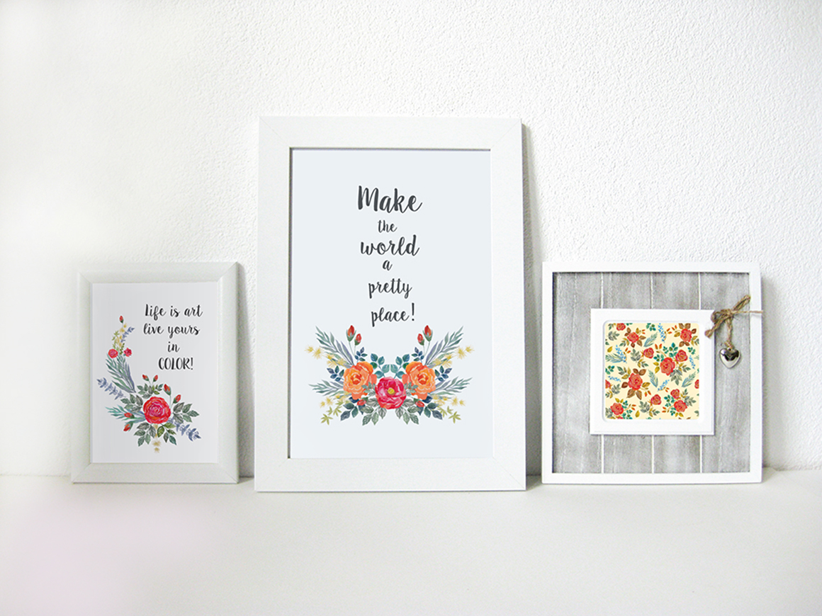 Watercolor floral design elements