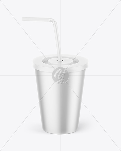 Metallic Cup With Straw Mockup