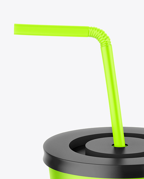 Metallic Cup With Straw Mockup