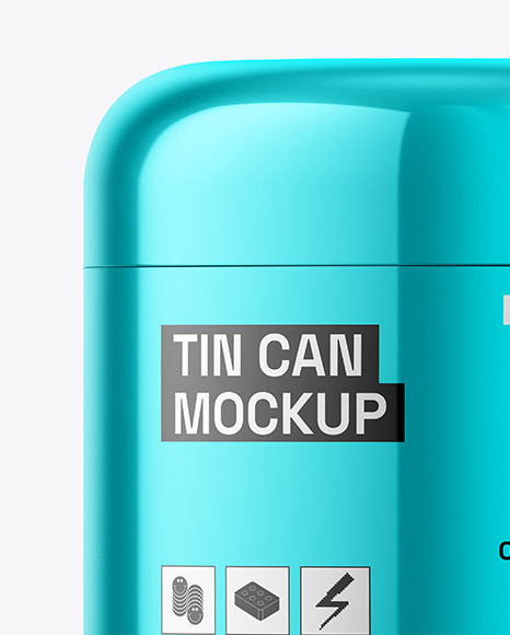 Glossy Metallic Tin Can Mockup