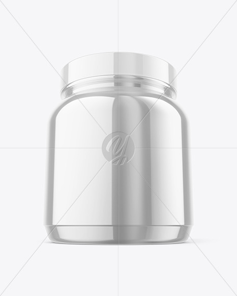 Glossy Metallic Protein Jar Mockup