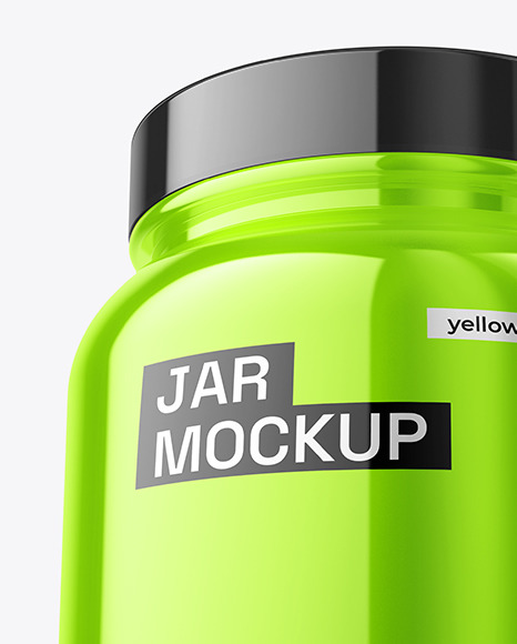 Glossy Metallic Protein Jar Mockup