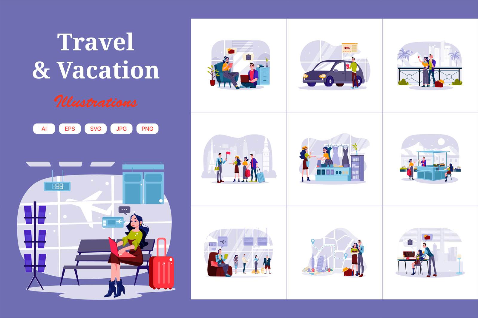 M719_Travel &amp; Vacation Illustration Pack