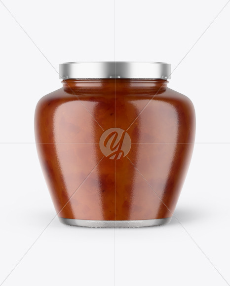 Glass Jar With Peach Jam Mockup