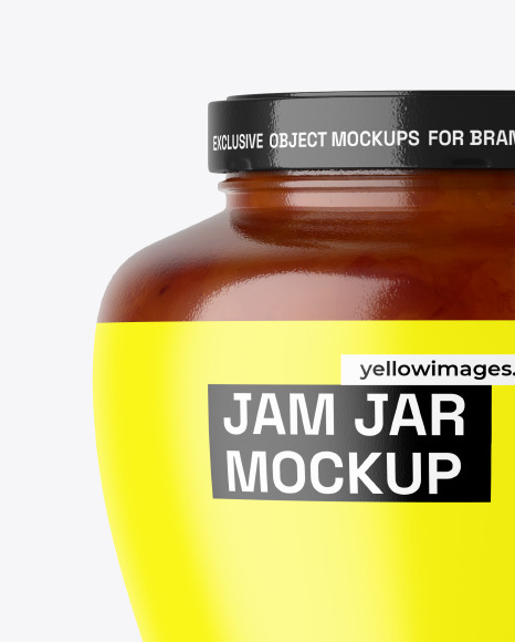 Glass Jar With Peach Jam Mockup