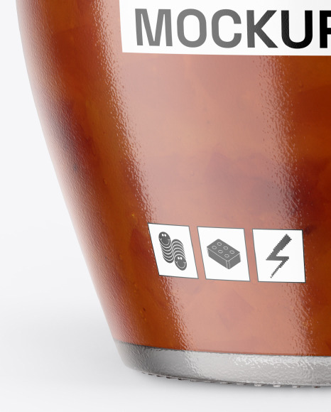 Glass Jar With Peach Jam Mockup