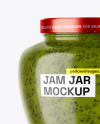 Glass Jar With Kiwi Jam Mockup