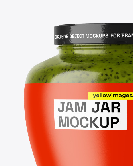 Glass Jar With Kiwi Jam Mockup