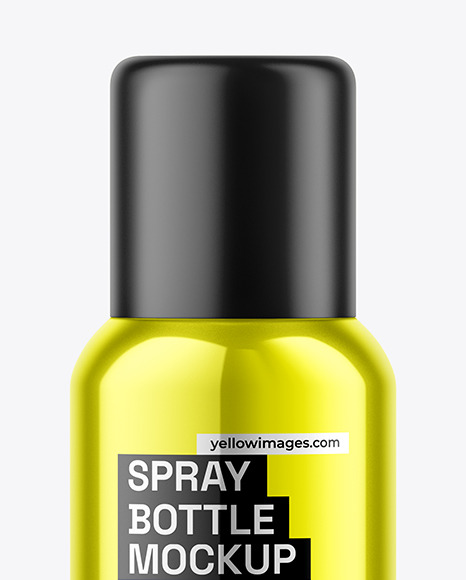 Glossy Metallic Spray Bottle Mockup