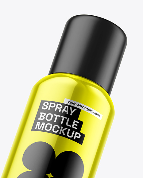 Glossy Metallic Spray Bottle Mockup