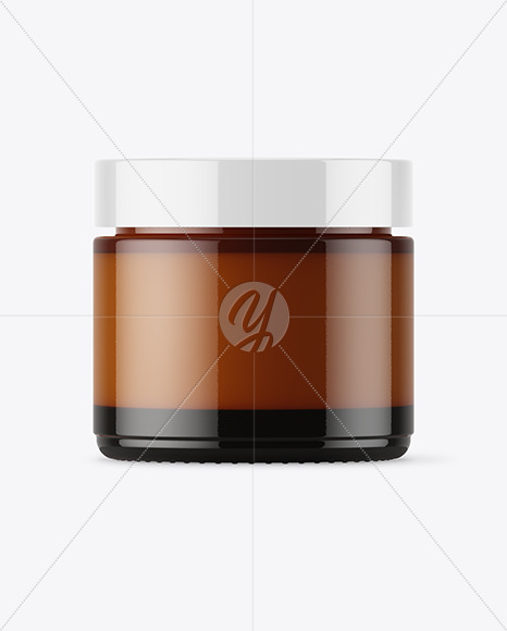 Amber Glass Cosmetic Jar Mockup