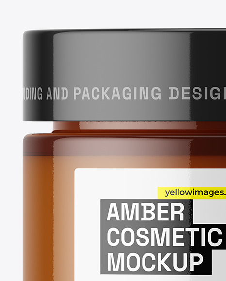 Amber Glass Cosmetic Jar Mockup