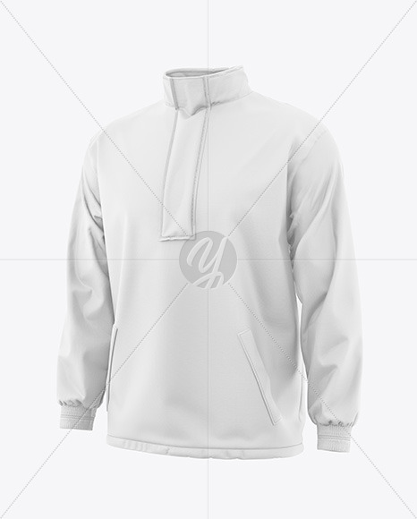 Men's Quarter Zip Windbreaker Jacket Mockup - Half Side View