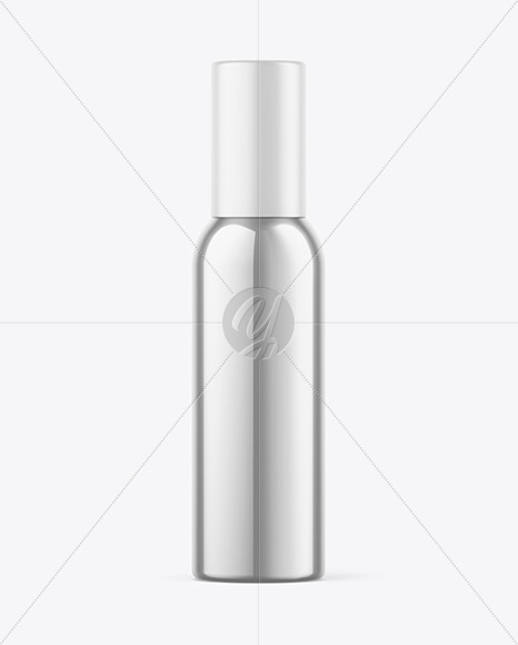 Glossy Metallic Spray Bottle Mockup