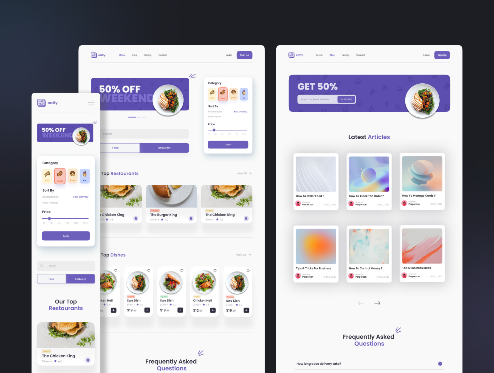 Eatly - Food Delivery Landing Page &amp; Web UI KIT