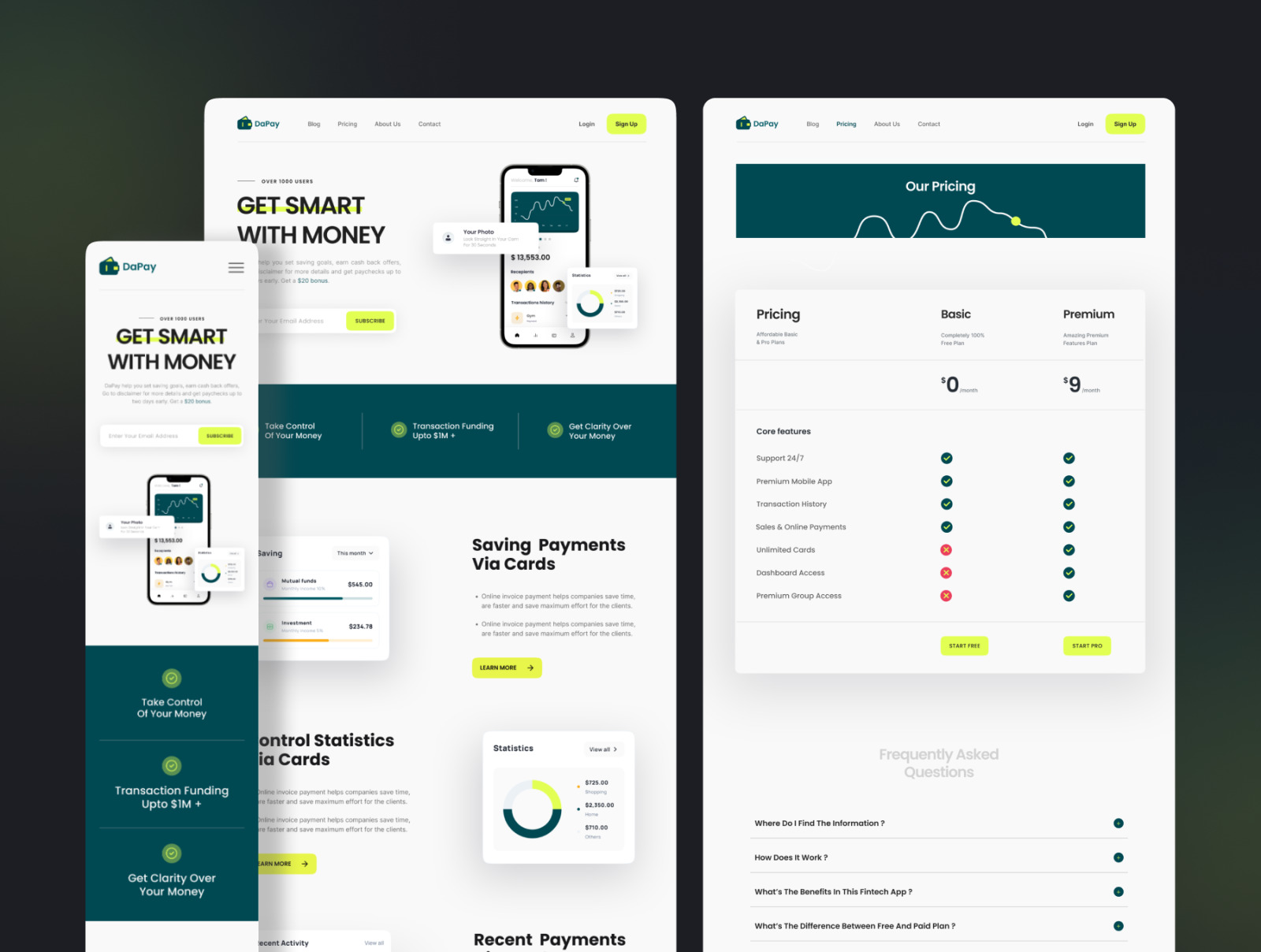 DaPay - Fintech Landing Page &amp; Web UI KIT