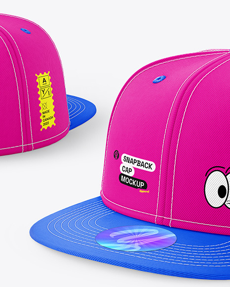 Two Snapback Caps Mockups