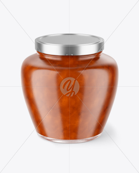 Glass Jar With Apple Jam Mockup