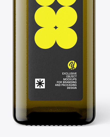 Green Glass Olive Oil Bottle Mockup