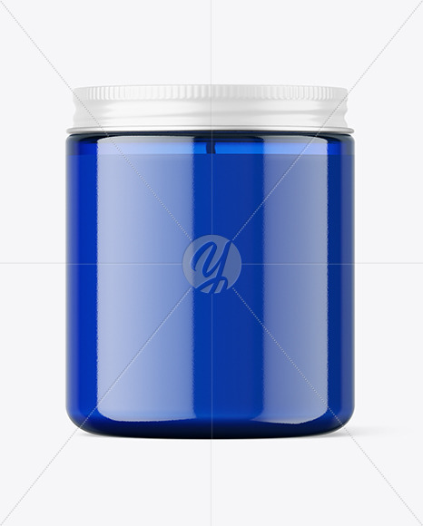 Blue Glass Candle Mockup