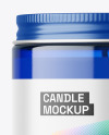 Blue Glass Candle Mockup