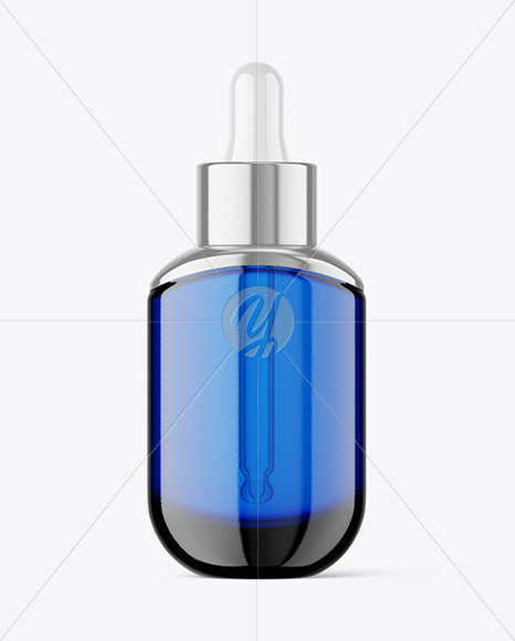 Blue Glass Dropper Bottle Mockup