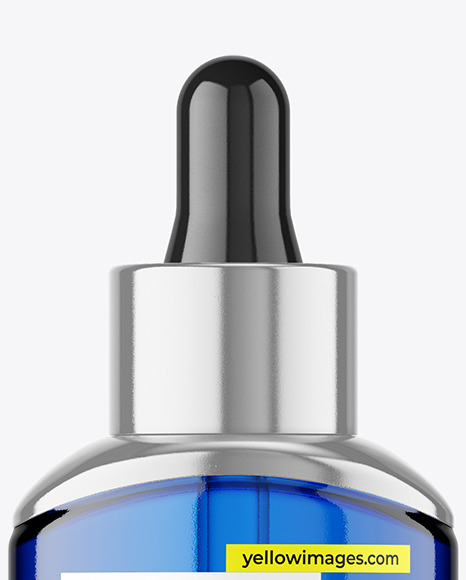 Blue Glass Dropper Bottle Mockup