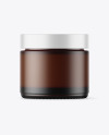 Dark Amber Frosted Glass Cosmetic Jar Mockup