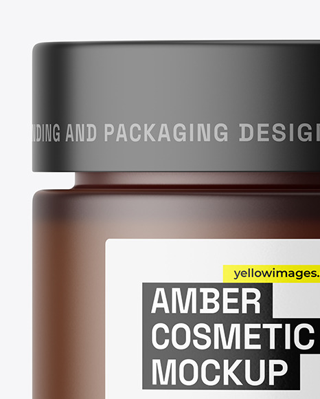 Dark Amber Frosted Glass Cosmetic Jar Mockup