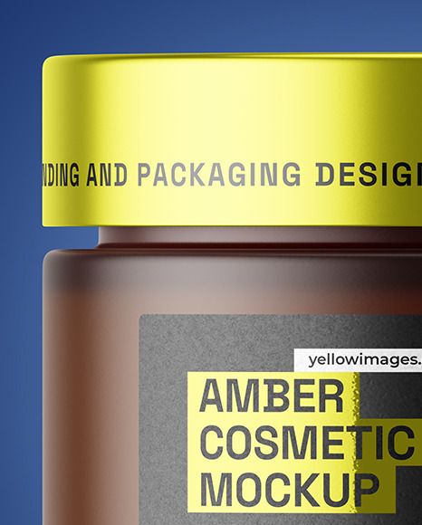 Dark Amber Frosted Glass Cosmetic Jar Mockup