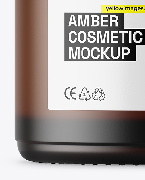 Dark Amber Frosted Glass Cosmetic Jar Mockup