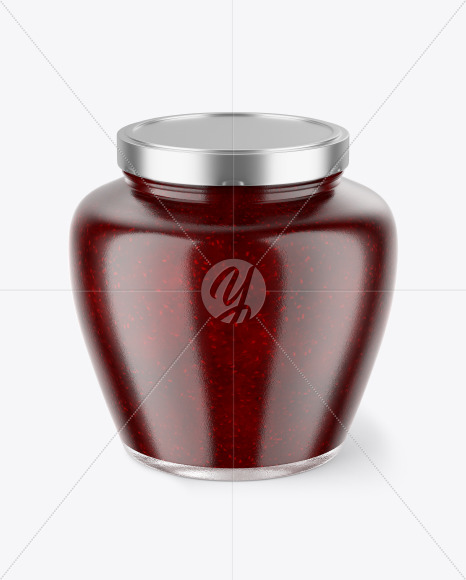 Glass Jar With Raspberry Jam Mockup