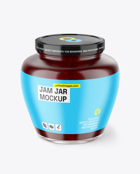 Glass Jar With Raspberry Jam Mockup