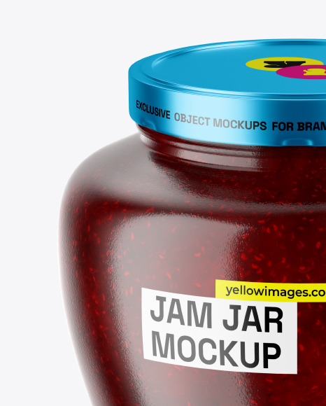 Glass Jar With Raspberry Jam Mockup