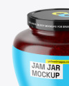 Glass Jar With Raspberry Jam Mockup