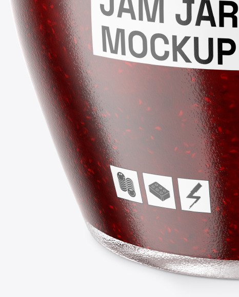 Glass Jar With Raspberry Jam Mockup